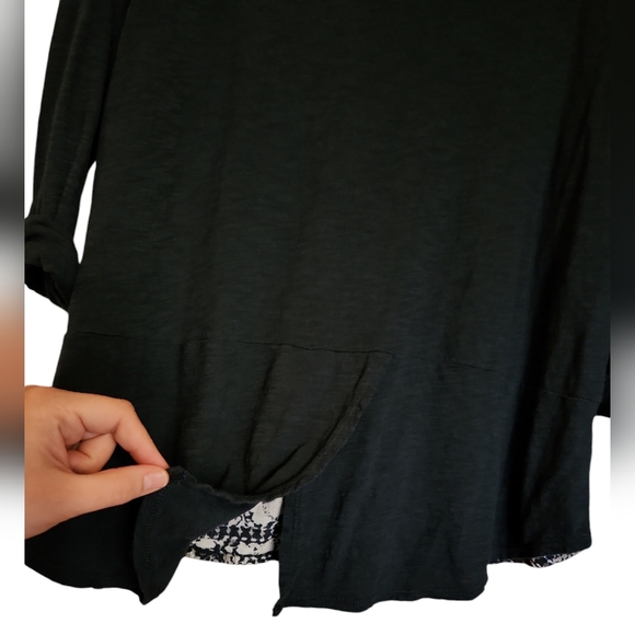 Lucky Brand 3/4 Sleeve Top / Blouse Navy Blue Plus Size 1X - Picture 6 of 6